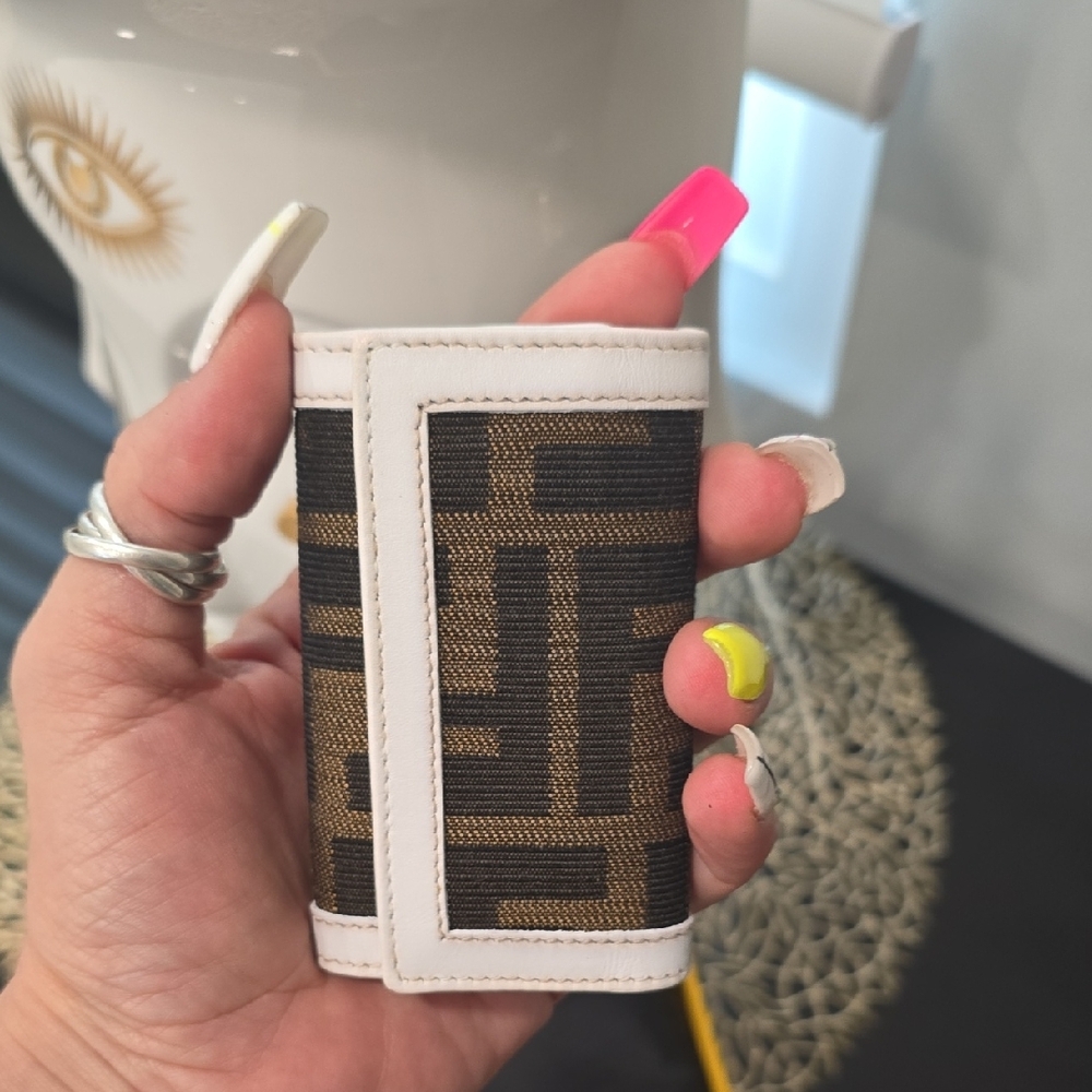 Fendi Brown Monogram KEY Wallet with White Trim - Picture 10 of 12